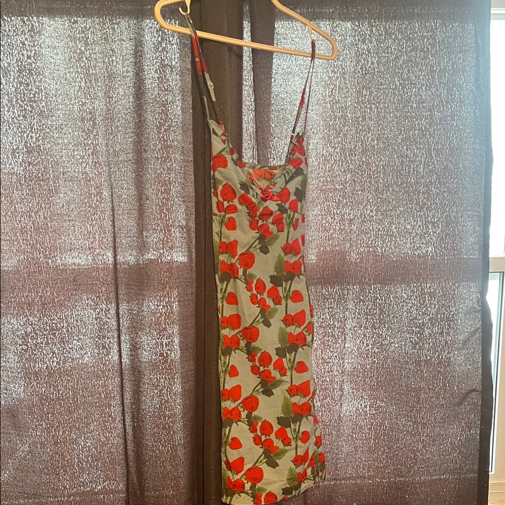 Ben Sherman Blue Dress with Red Floral Design